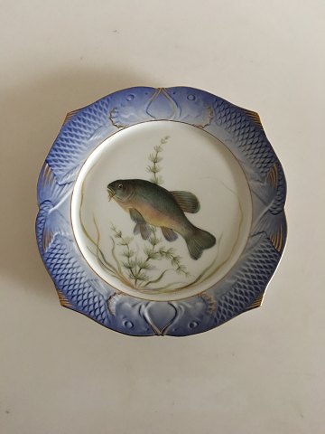 Royal Copenhagen Blue Fish Plate with Gold No 1212/3002