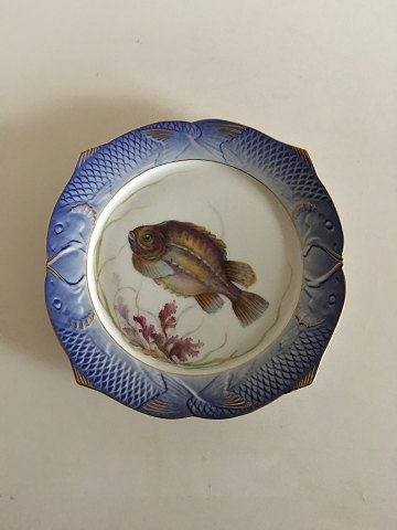 Royal Copenhagen Blue Fish Plate with Gold No 1212/3002