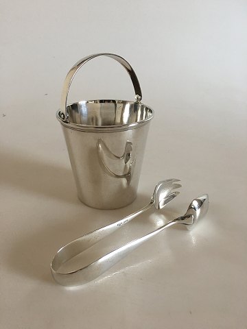 A. Michelsen Ice Bucket with Handle and Ice Tong in Sterling Silver