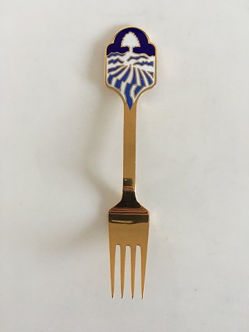 Anton Michelsen 1986 Christmas Fork In Gilded Sterling Silver with Enamel