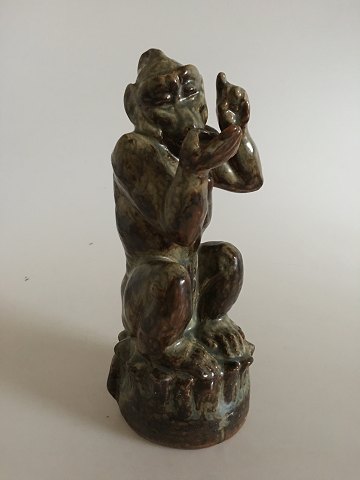 Royal Copenhagen Knud Kyhn Stoneware Monkey with Butterfly No 20153