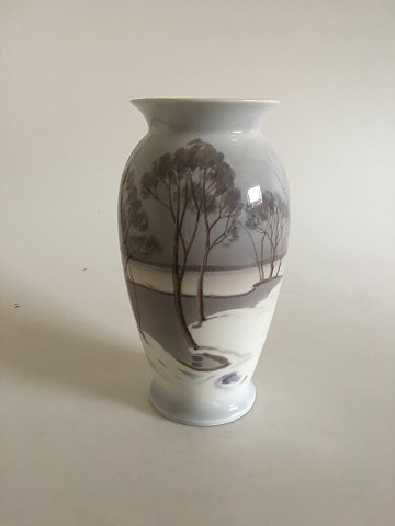 Bing & Grondahl Art Nouveau Vase by Clara Nielsen with Snow Landscape No 
8591/370.