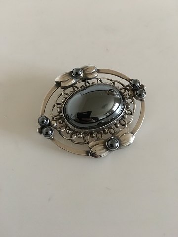 Georg Jensen Sterling Silver Brooch No 91 with Hematite Stones