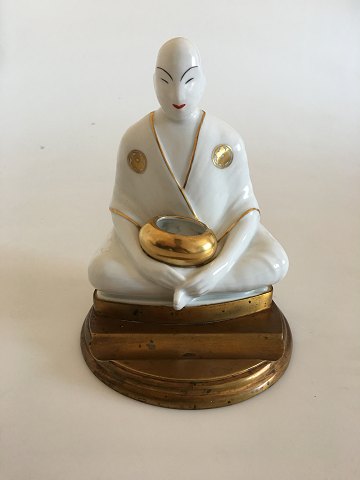 Pen and Ink Holder in the Shape of Porcelain Buddha on Brass Foot. Jean Born 
(Robj)