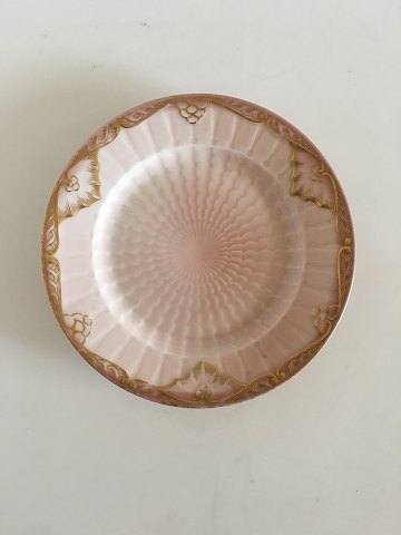 Royal Copenhagen Pale Pink Plate with Gold Ornament (Bat Pattern)