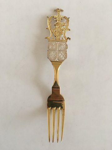 Anton Michelsen Commemorative Fork In gilded Sterling Silver from 1914. 
