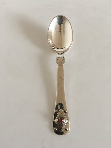 Georg Jensen Sterling Silver 75 Year Jubilee Child Spoon with Carnelian Stone