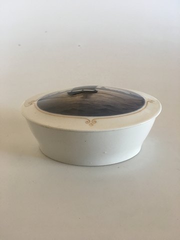 Royal Copenhagen Lidded Bowl No 1912/1756 with Harbor and Sailboat Motif