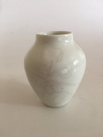 Henriette Bing for Bing & Grondahl Vase with Pale painted Leaf and Berry Motif