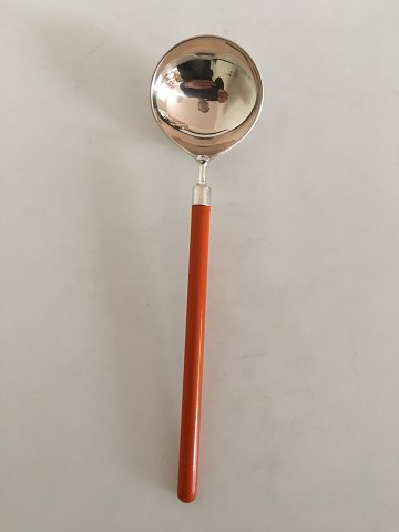 Hans Hansen Amalie Sterling Silver Serving Spoon with Orange Plast Handle