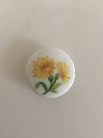 Royal Copenhagen Porcelain Button with Handpainted Flower Motif