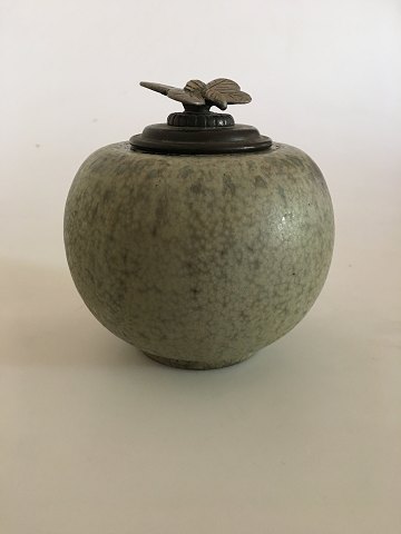 Royal Copenhagen Stoneware Vessel No 47/4A with Bronze Lid