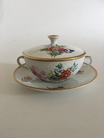 Bing & Grondahl Saxon Flower Handpainted Bouillon Cup with Saucer No 247