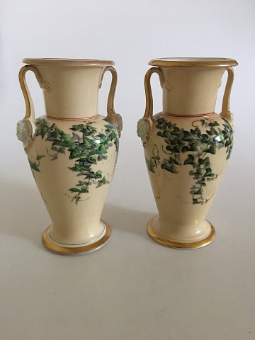 Pair of Bing and Grondahl Early Vases in god and overglaze