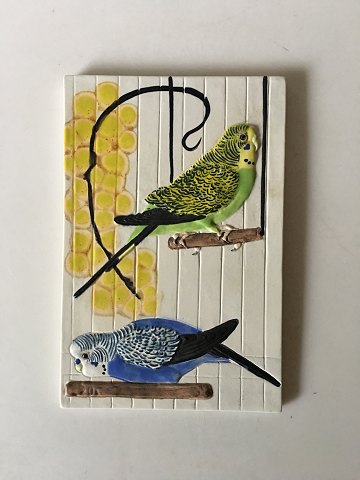 Royal Copenhagen Earthenware Jeanne Grut Relief No. 494/3604 with Budgerigars