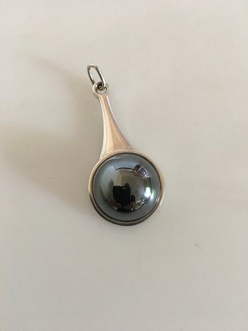 Georg Jensen Sterling Silver Pendant No.156 with Hematite Stone