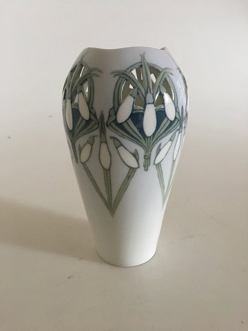 Royal Copenhagen Art Nouveau Vase Pierced and with motif of Vinter Lillies No 
470/256