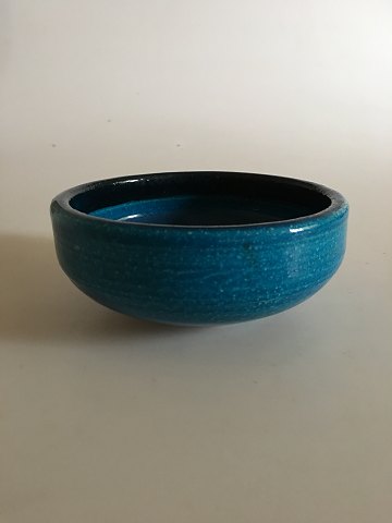 Royal Copenhagen Unique Stoneware Bowl by Nils Thorsson. Blue Glaze with Lady 
Portrait