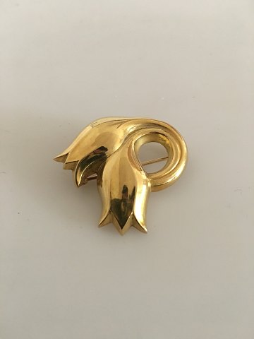 Georg Jensen 18K Gold Brooch No. 1100