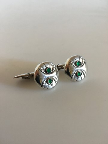 Georg Jensen Sterling Silver Cufflinks No 15 with Green Agates