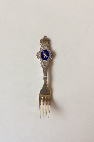 Anton Michelsen Commemorative Fork In Gilded Sterling Silver Icelandic Falcon, 
1907