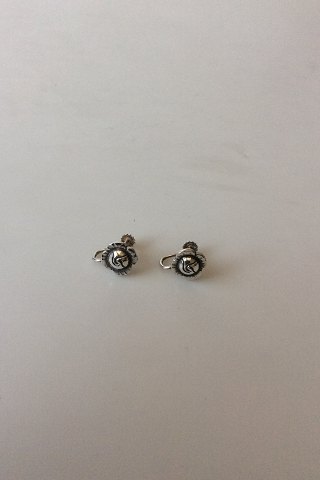 Georg Jensen Sterling Silver Flower Earscrews No 68