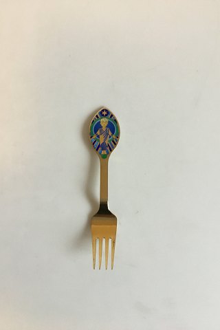 A. Michelsen Christmas Fork 1984 Gilded Sterling Silver with Enamel