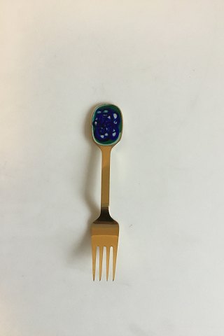 A. Michelsen Christmas Fork 1987 In Gilded Sterling Silver with Enamel
