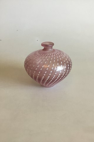 Kosta Boda Pink and White Iridescent Art Glass Vase No 48466