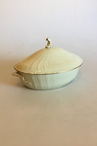 Royal Copenhagen Creme Curved with Gold (Pattern 1235) Lidded Bowl No 1702