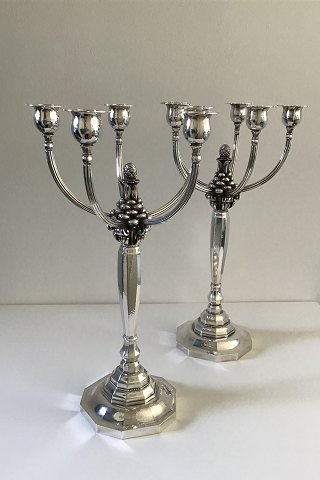 A Pair of Georg Jensen candelabra in sterling silver No 474