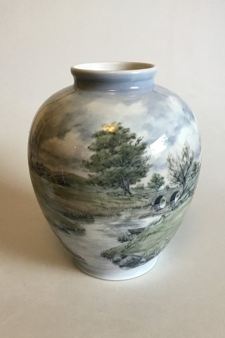 Bing & Grøndahl Art Nouveau Unique Scenic Vase by Susanne Buhl No 354