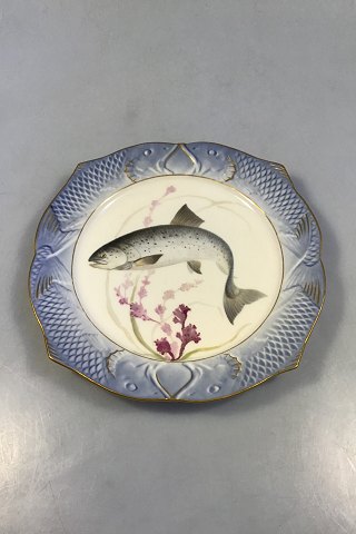 Royal Copenhagen Blue Fish Plate with Gold No 1212/3002.
