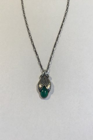 Georg Jensen Sterling Silver 2008 Annual Pendant (Green Agate) with Necklace