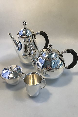 Georg Jensen Sterling Silver Coffee Pot, Tea Pot Creamer and Sugar Bowl No 456