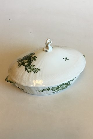 Royal Copenhagen Green Flower Curved Oval lidded bowl No 1702