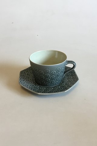 Bing & Grondahl Kronjyden Blue Azur Coffee Cup and Octogonal Saucer
