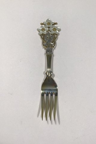 A. Michelsen Christmas Fork 1929. Gilded Sterling Silver with Enamel