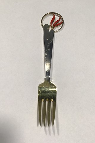 A. Michelsen Christmas Fork 1933 Gilded Sterling Silver with Enamel