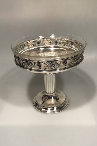 A. Dragsted Silver Pedistal Bowl with glass insert. Grape motif.
