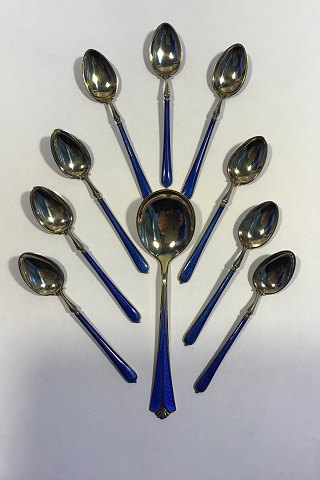 Enamelled Sterling Silver Set of Spoons (9+1)