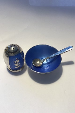 Volmer Bahner Sterling Silver Salt&Pepper set Blue Enamel