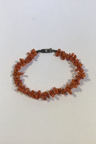 Coral Bracelet with Silver clasp