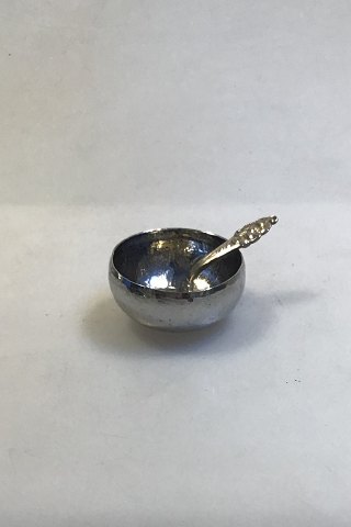 Sterling Silver Salt Cellar with Silver Salt Spoon