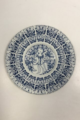 Nymollel Bjørn Wiinblad Faience plate with blue decoration of girl No 3055-1283