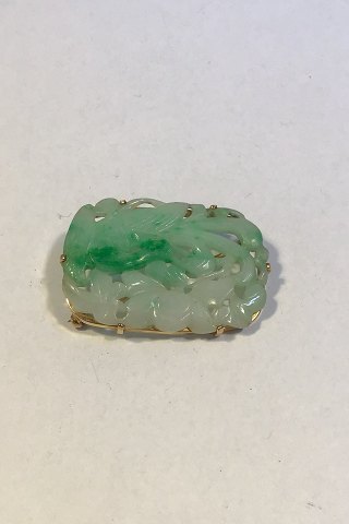 A Dragsted 18 K Gold Brooch with Jade