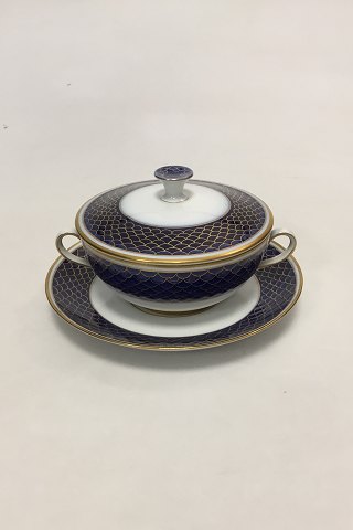 Bing & Grondahl Blue Bouillon Cup and Saucer with gold dekoration No 247
