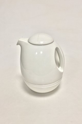 Royal Copenhagen white porcelain Coffee Pot with lid, small tray, egg cup and 
bowl, all in one.