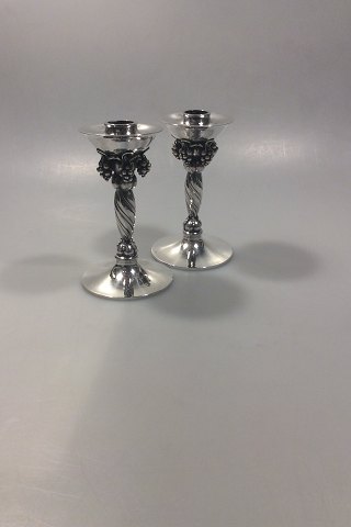 Pair of Georg Jensen Sterling Silver Grape Candlesticks No 263 A