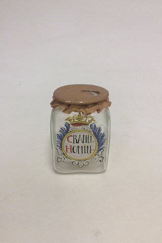 Holmegaard  Pharmacy Jar with  the text "GRANUI HOMIN" from 1988